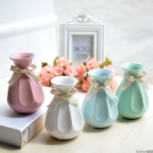 TPshop 欧式陶瓷花瓶时尚简约家居摆件客厅饰品小清新桌面干花瓶鲜花花器 